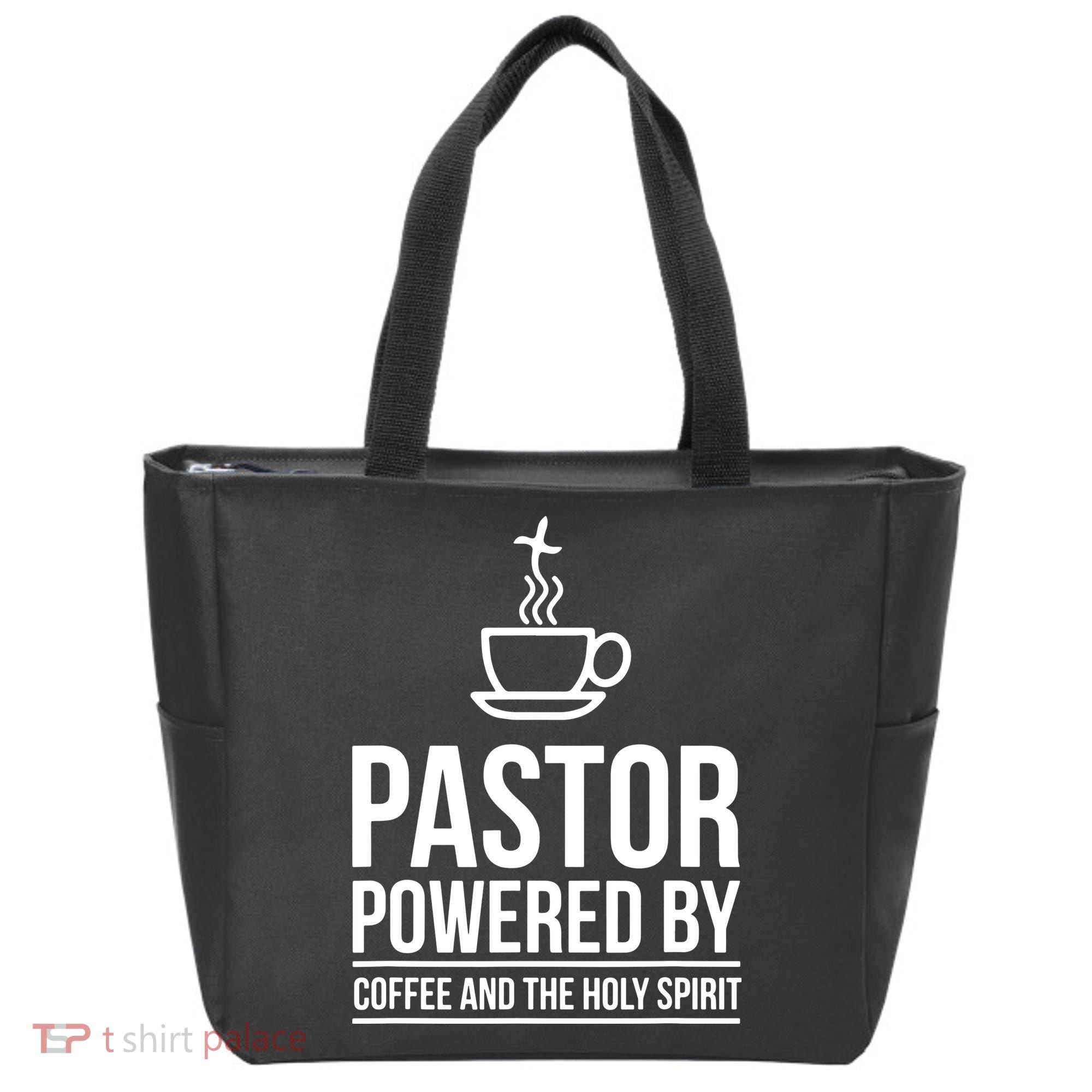 Pastor Powered By Coffe And The Holy Spirit Tote Bag