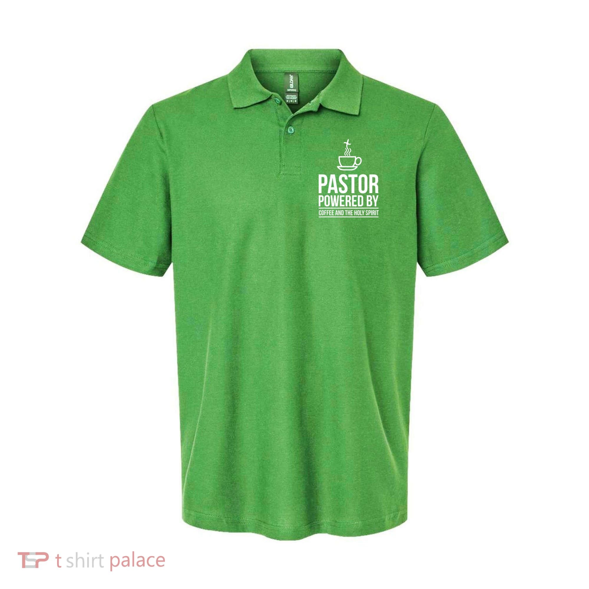 Pastor Powered By Coffe And The Holy Spirit Polo