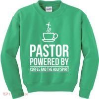 Pastor Powered By Coffe And The Holy Spirit Kids Sweatshirt thumb 0