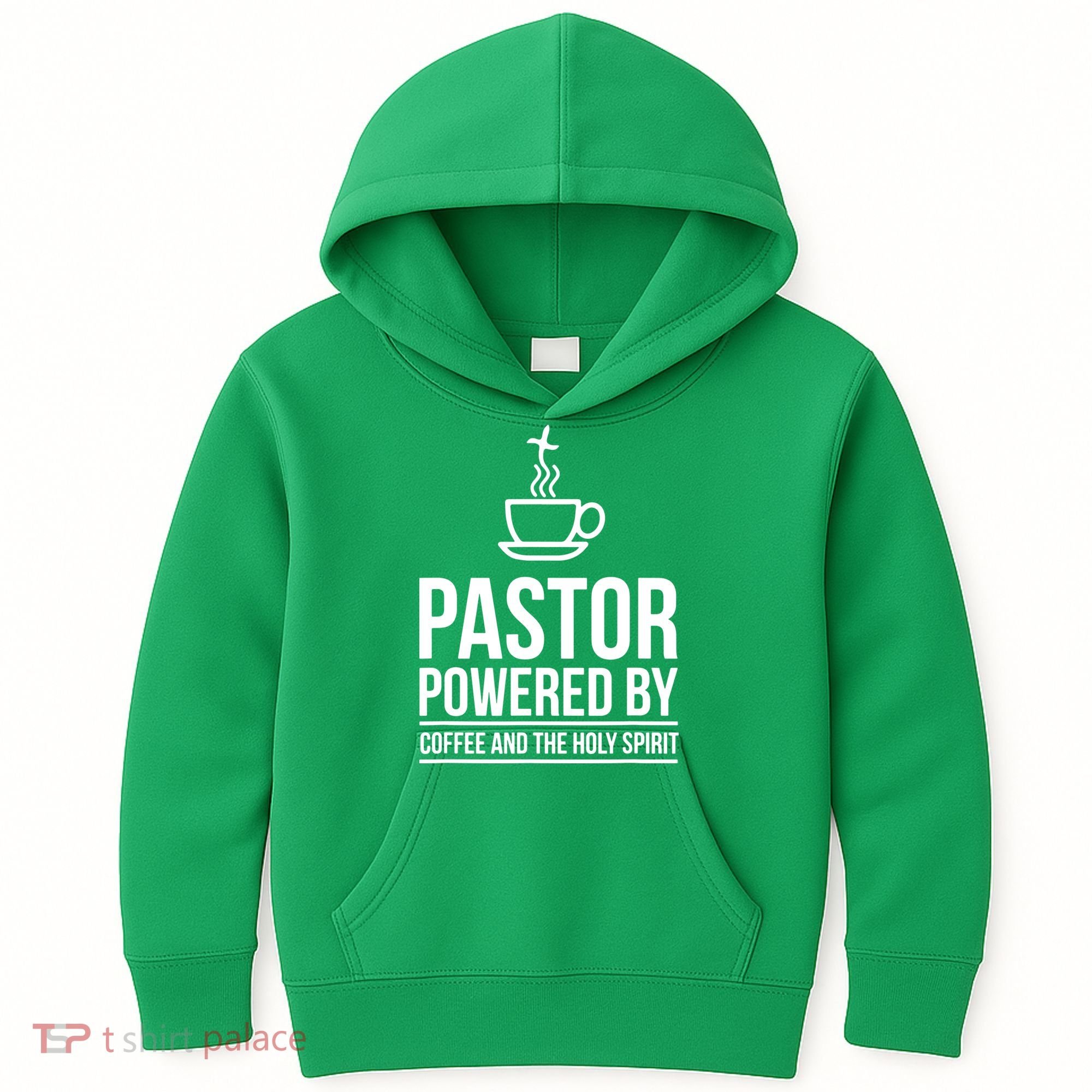 Pastor Powered By Coffe And The Holy Spirit Kids Hoodie