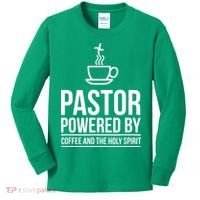 Pastor Powered By Coffe And The Holy Spirit Kids Long Sleeve Shirt thumb 0