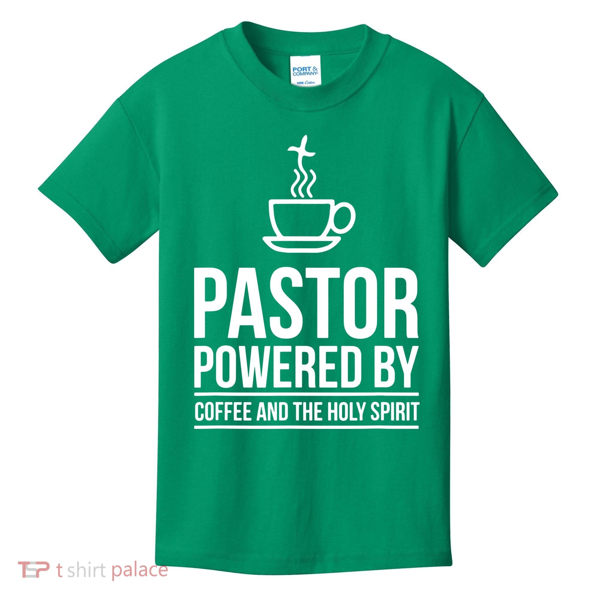 Pastor Powered By Coffe And The Holy Spirit Kids T-Shirt