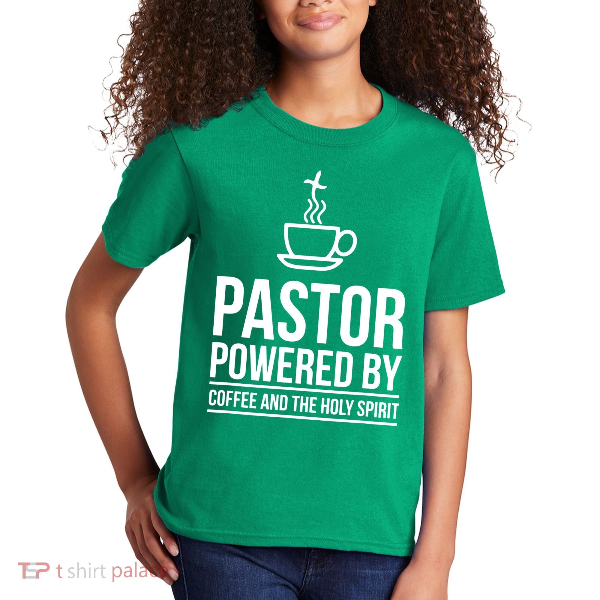 Pastor Powered By Coffe And The Holy Spirit Kids T-Shirt