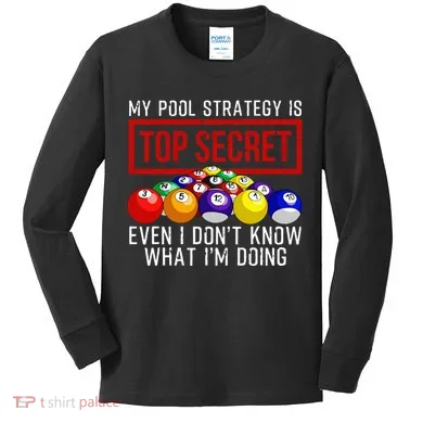 Pool Player Billiards Gift Game Play Kids Long Sleeve Shirt