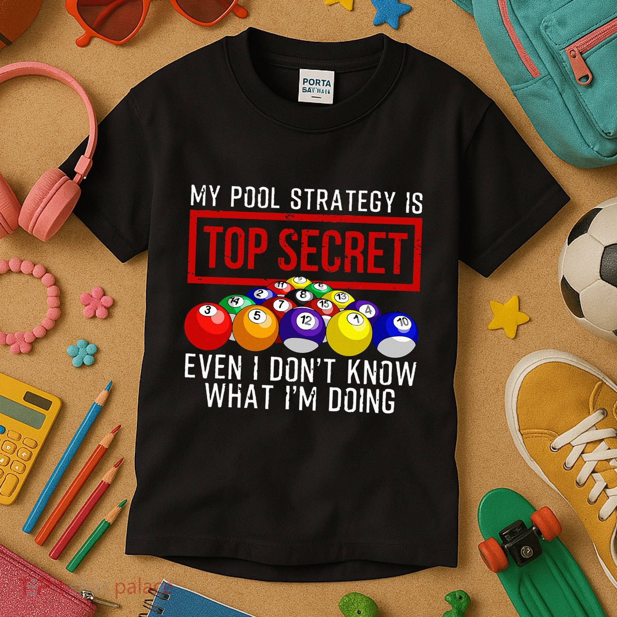 Pool Player Billiards Gift Game Play Kids T-Shirt