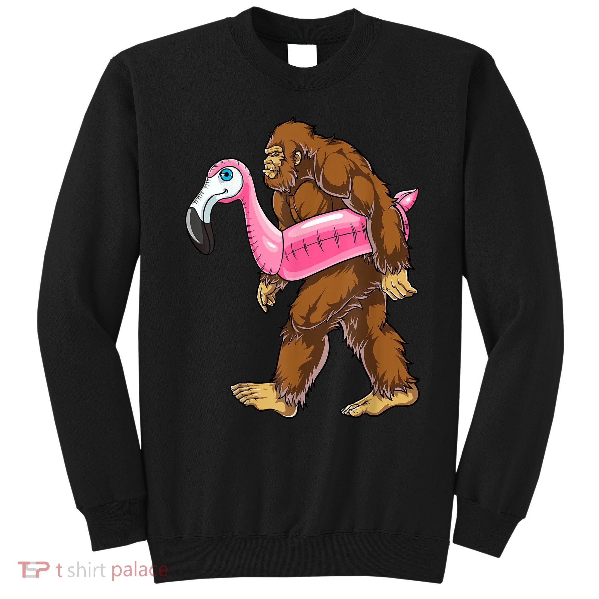Pool Party Bigfoot Flamingo Men Women Sasquatch Pink Float Sweatshirt