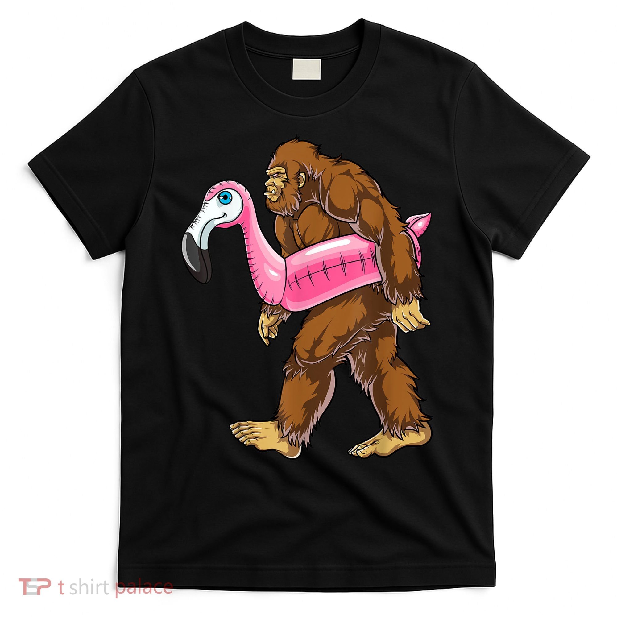 Pool Party Bigfoot Flamingo Men Women Sasquatch Pink Float T-Shirt