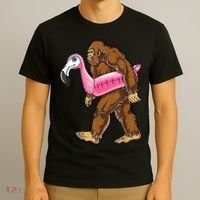Pool Party Bigfoot Flamingo Men Women Sasquatch Pink Float T-Shirt thumb 3