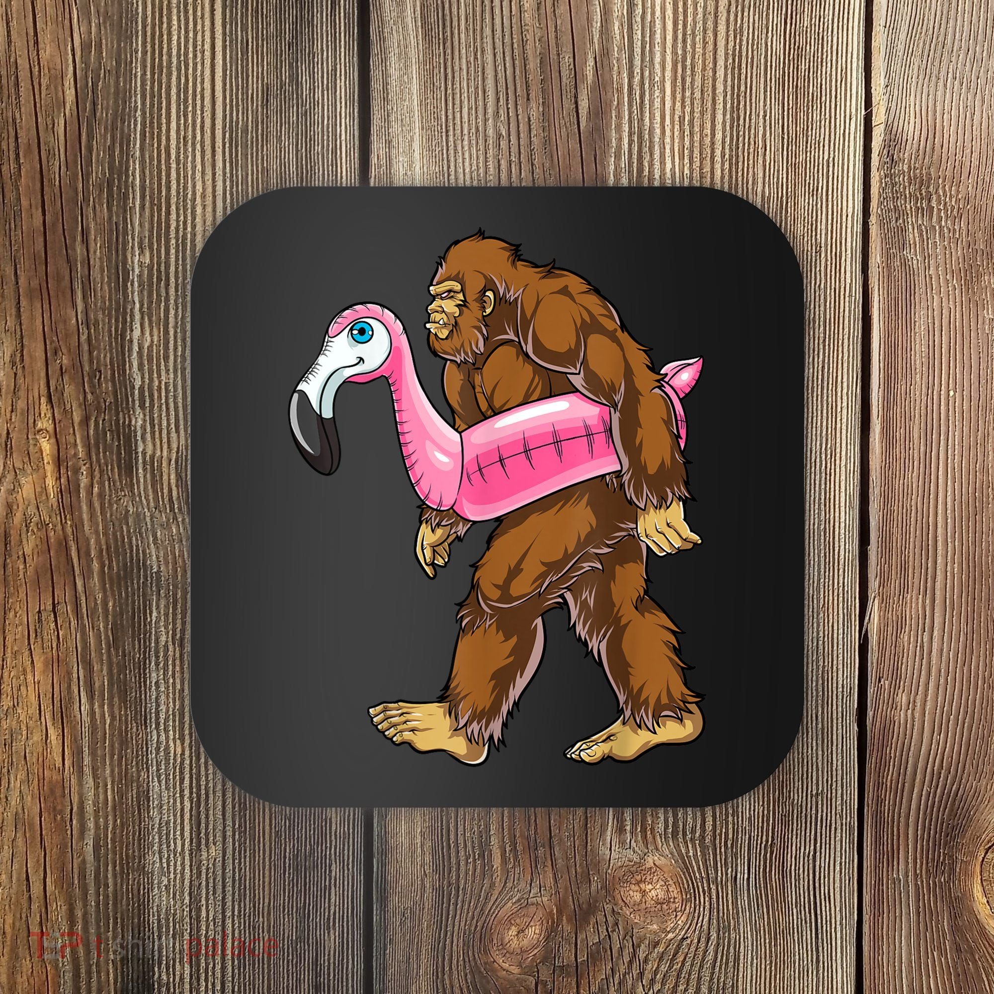 Pool Party Bigfoot Flamingo Men Women Sasquatch Pink Float Coaster