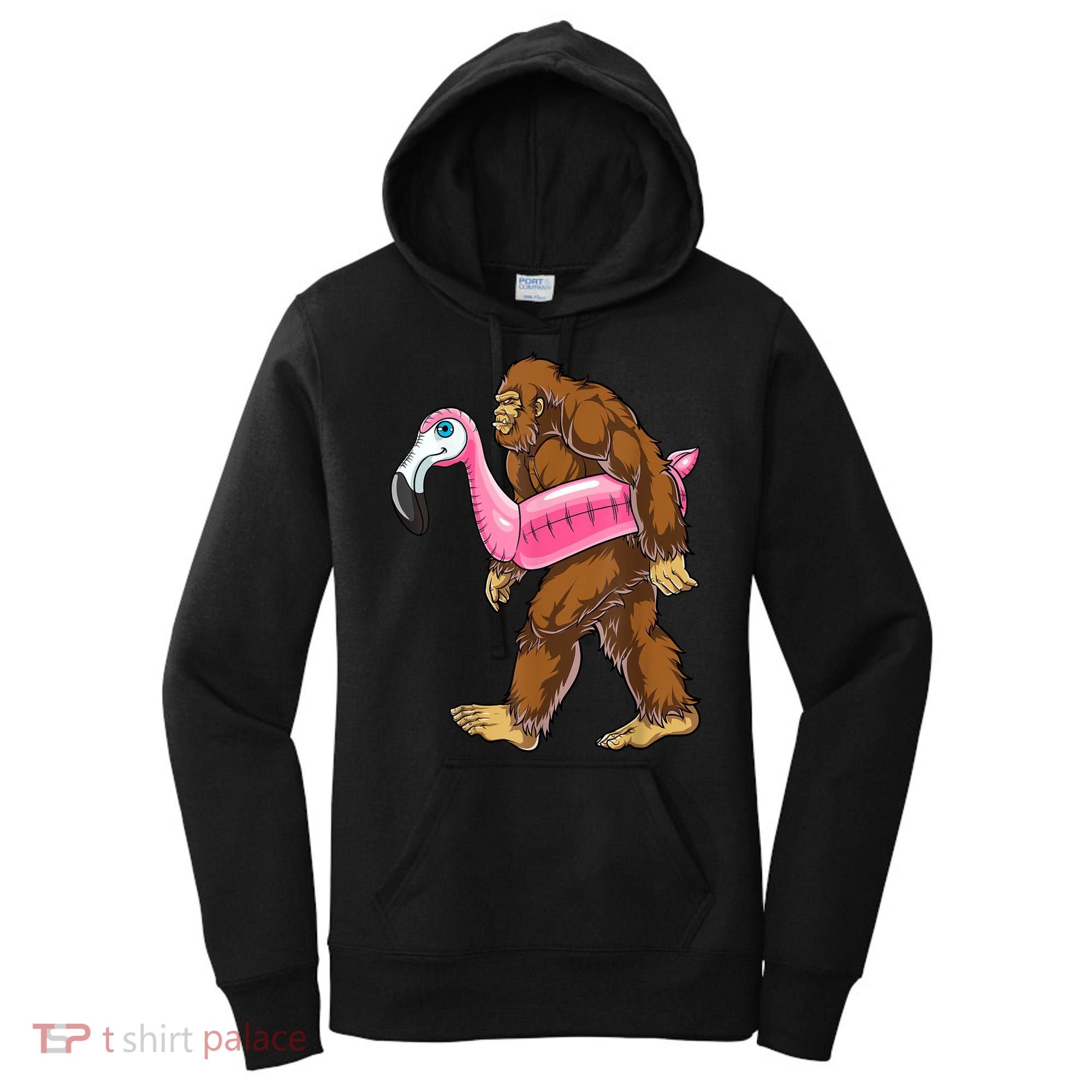 Pool Party Bigfoot Flamingo Men Women Sasquatch Pink Float Women's Hoodie