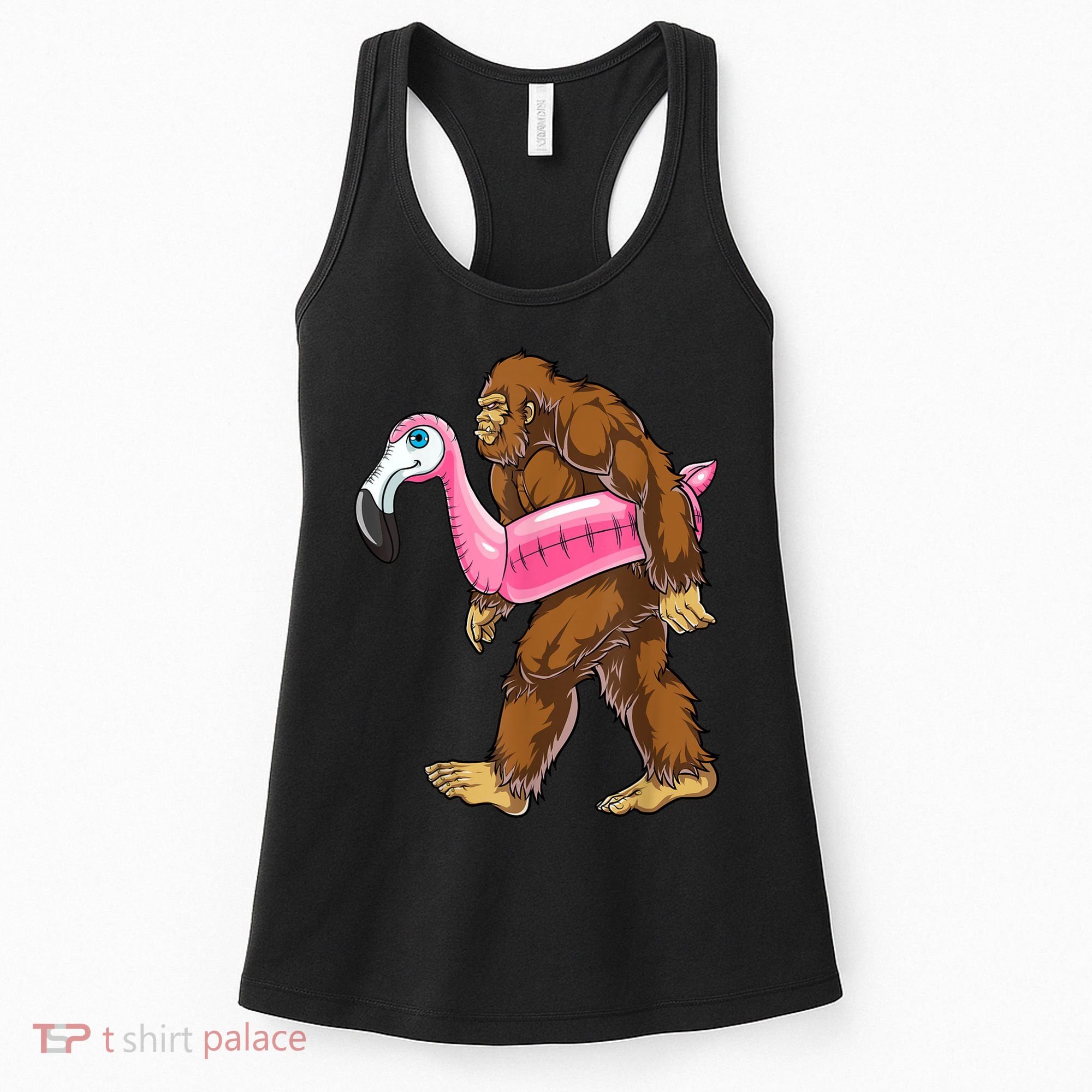 Pool Party Bigfoot Flamingo Men Women Sasquatch Pink Float Women's Tank Top