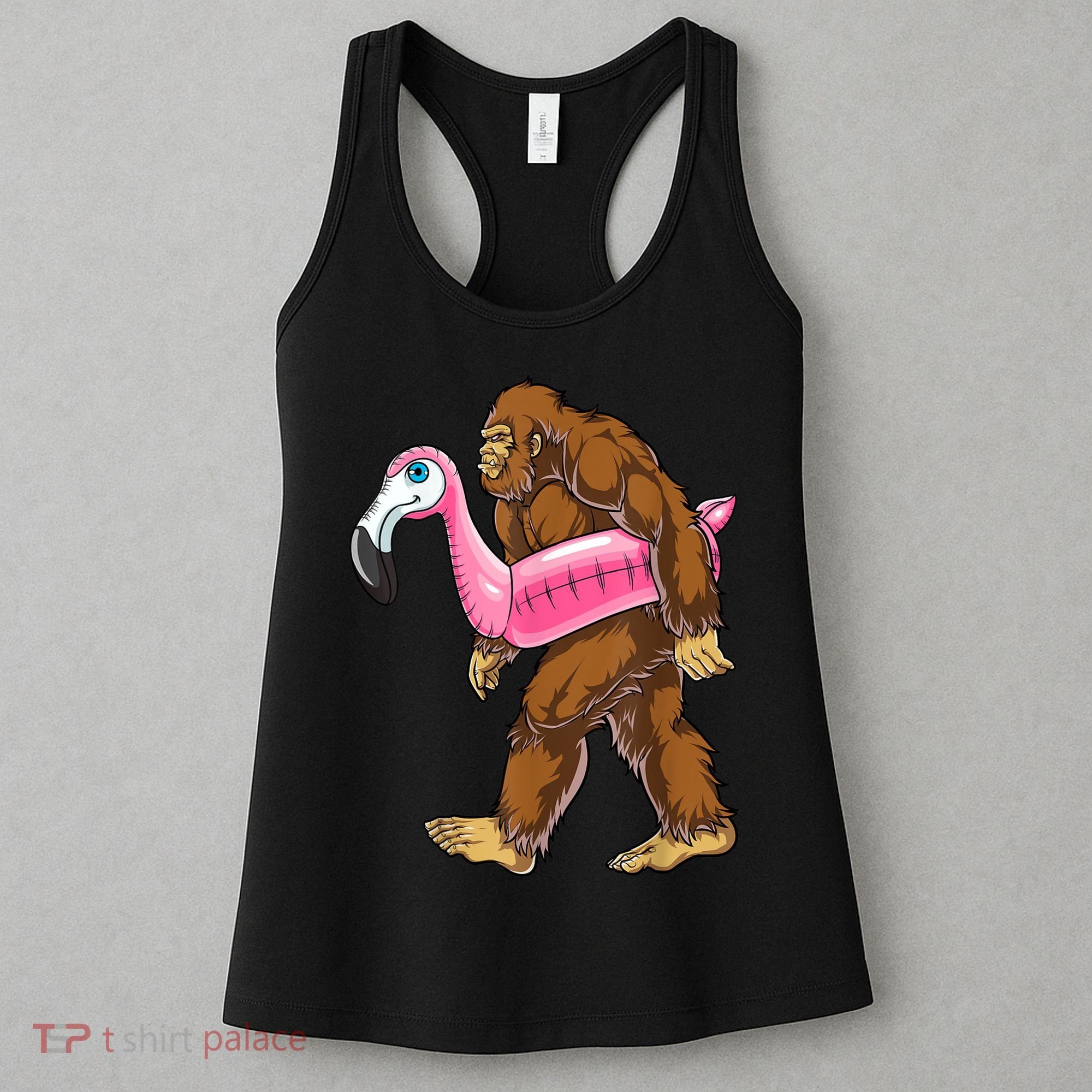 Pool Party Bigfoot Flamingo Men Women Sasquatch Pink Float Women's Tank Top