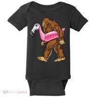 Pool Party Bigfoot Flamingo Men Women Sasquatch Pink Float Baby Bodysuit thumb 0