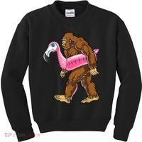 Pool Party Bigfoot Flamingo Men Women Sasquatch Pink Float Kids Sweatshirt thumb 0