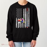 Pool Player Billiards Cue Balls Distressed American Flag Women's Sweatshirt thumb 0