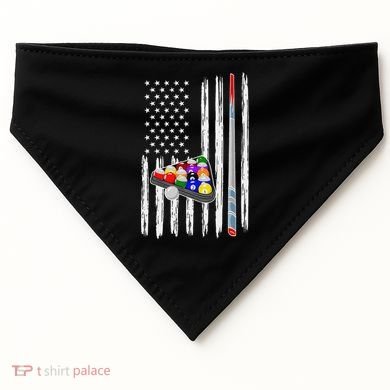 Pool Player Billiards Cue Balls Distressed American Flag USA-Made Doggie Bandana