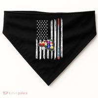 Pool Player Billiards Cue Balls Distressed American Flag USA-Made Doggie Bandana thumb 0