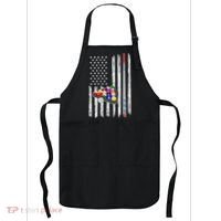 Pool Player Billiards Cue Balls Distressed American Flag Apron thumb 0