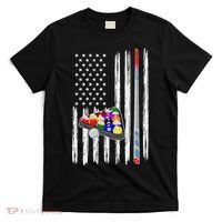 Pool Player Billiards Cue Balls Distressed American Flag T-Shirt thumb 0