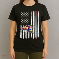 Pool Player Billiards Cue Balls Distressed American Flag T-Shirt thumb 4