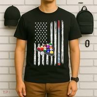 Pool Player Billiards Cue Balls Distressed American Flag T-Shirt thumb 6