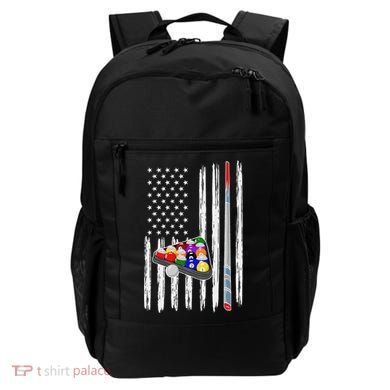 Pool Player Billiards Cue Balls Distressed American Flag Backpack
