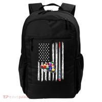 Pool Player Billiards Cue Balls Distressed American Flag Backpack thumb 0