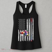 Pool Player Billiards Cue Balls Distressed American Flag Women's Tank Top thumb 3