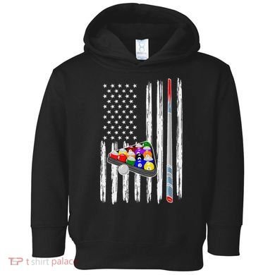 Pool Player Billiards Cue Balls Distressed American Flag Toddler Hoodie
