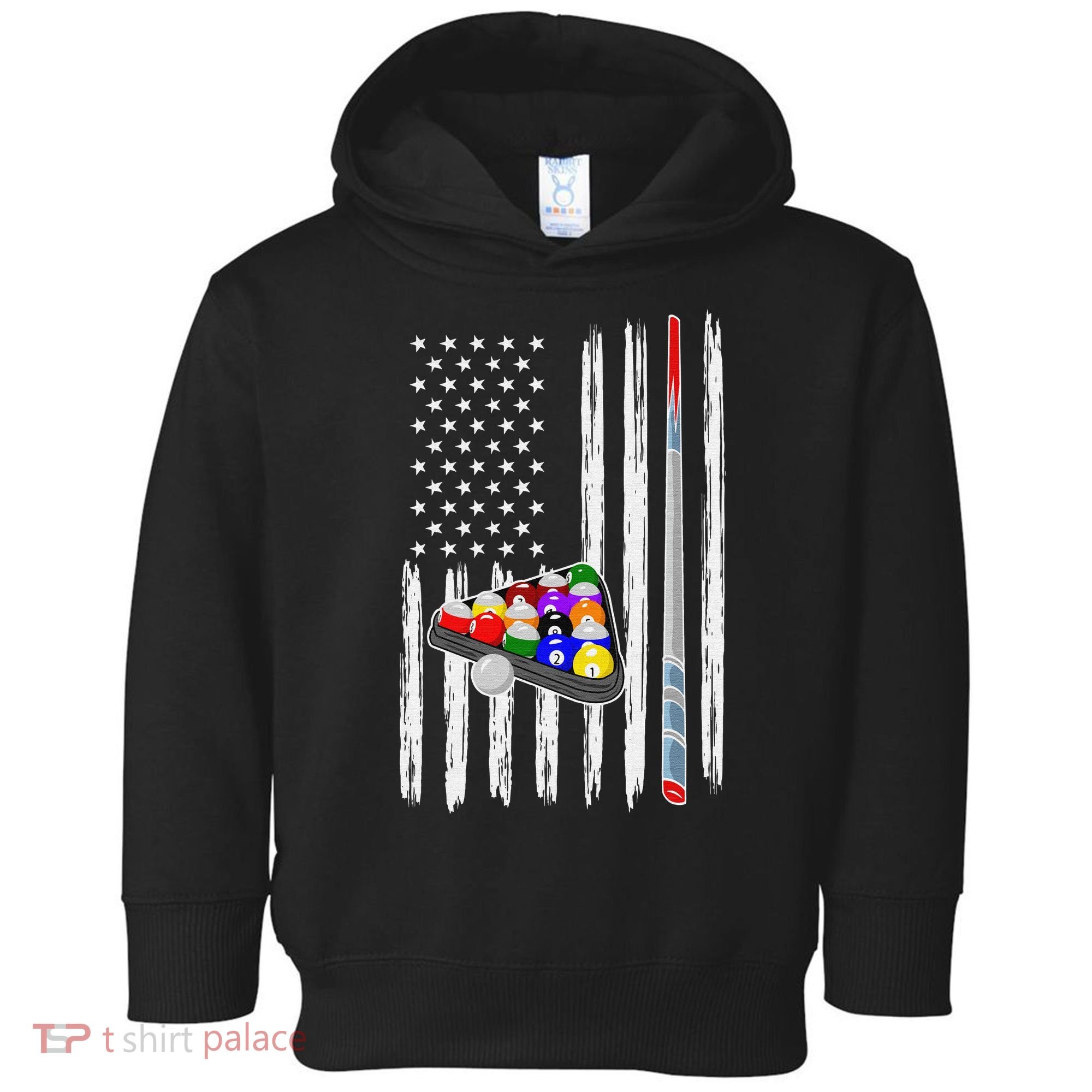 Pool Player Billiards Cue Balls Distressed American Flag Toddler Hoodie