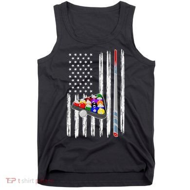Pool Player Billiards Cue Balls Distressed American Flag Tank Top