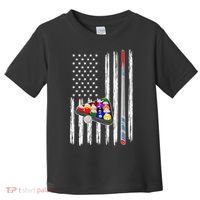 Pool Player Billiards Cue Balls Distressed American Flag Toddler T-Shirt thumb 0