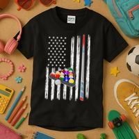 Pool Player Billiards Cue Balls Distressed American Flag Kids T-Shirt thumb 3