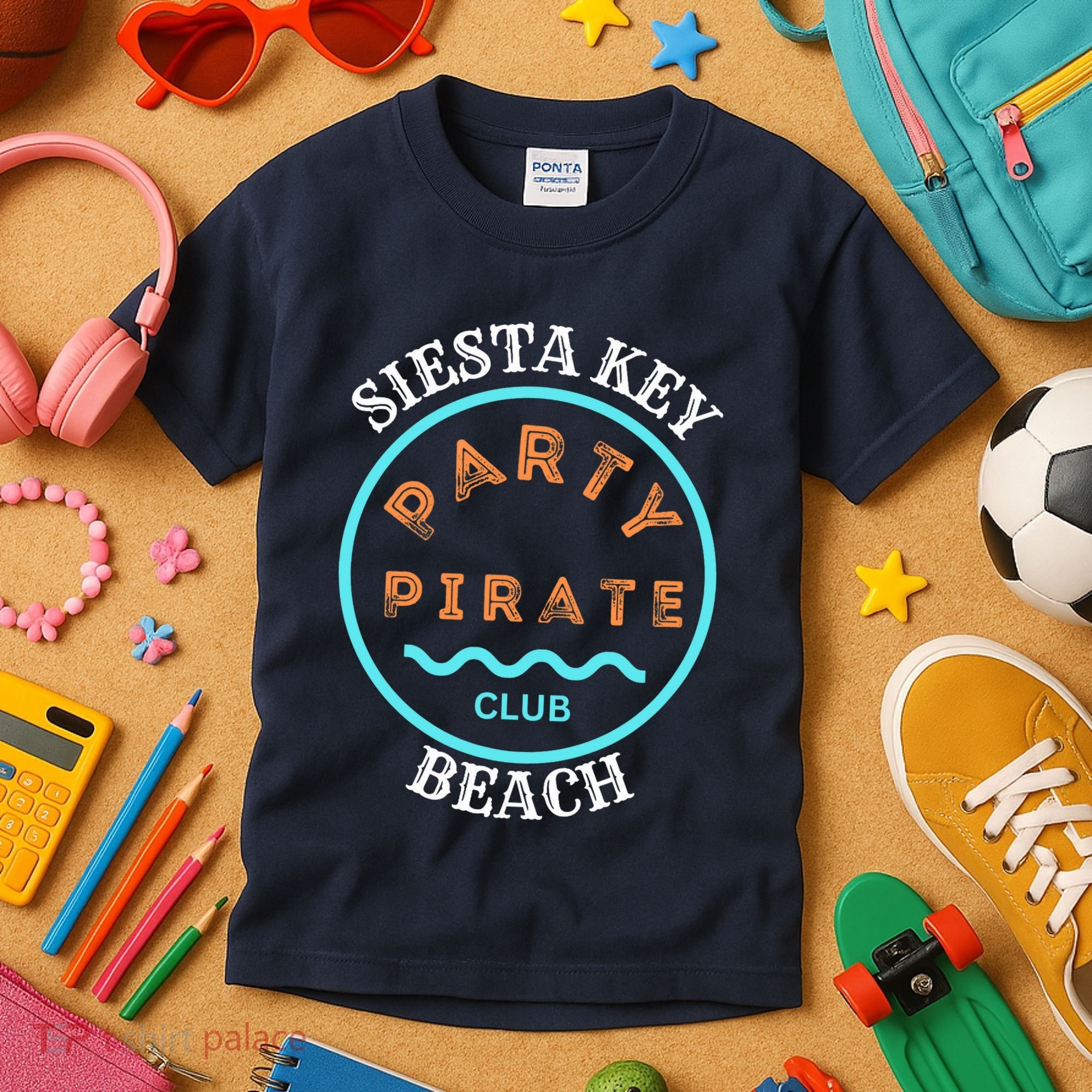 Party Pirate Club Siesta Key Beach Kids T-Shirt