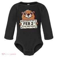 Punxsy PhilS Cute Groundhog Day February 2nd Birthday Baby Long Sleeve Bodysuit thumb 0