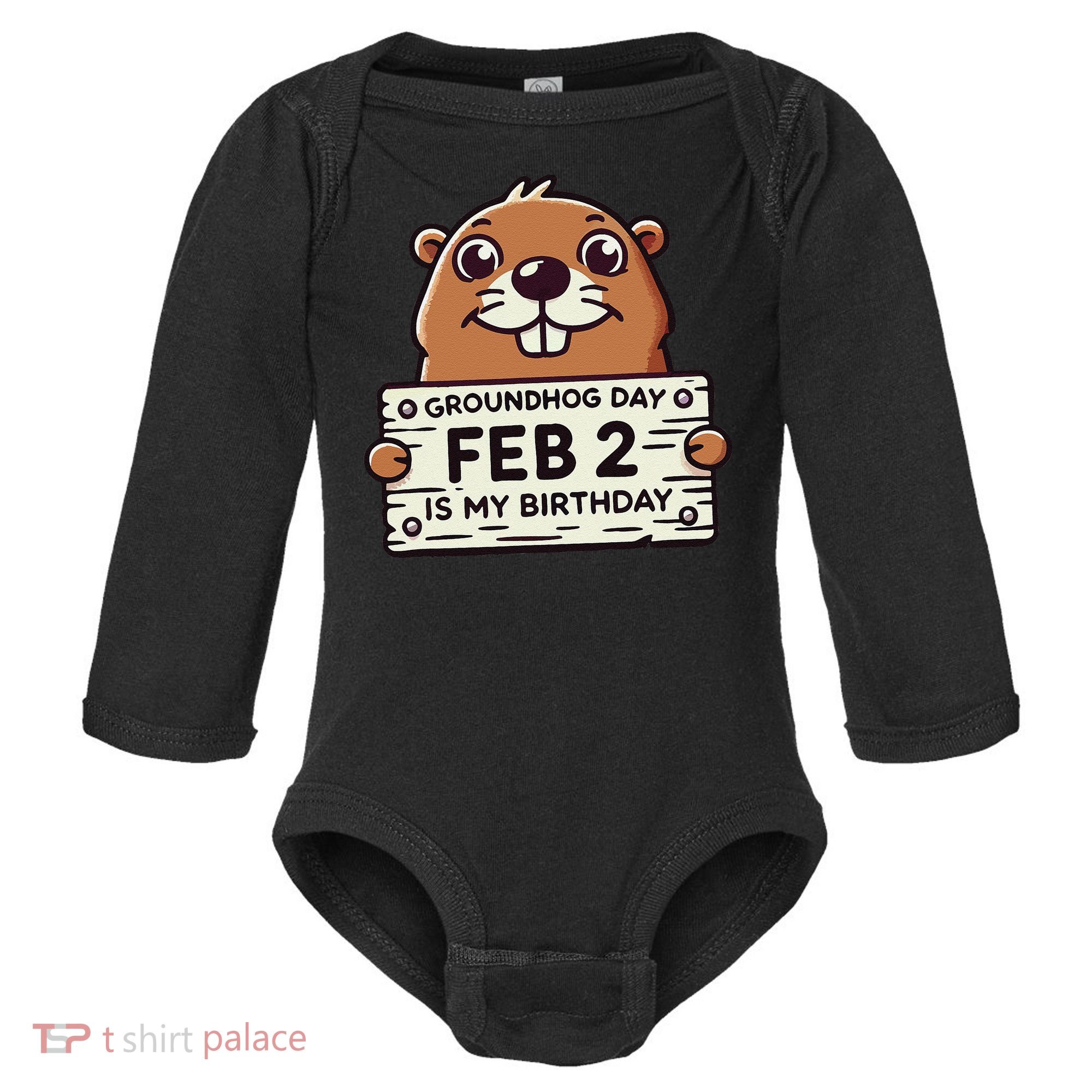 Punxsy PhilS Cute Groundhog Day February 2nd Birthday Baby Long Sleeve Bodysuit