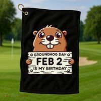 Punxsy PhilS Cute Groundhog Day February 2nd Birthday Golf Towel thumb 1