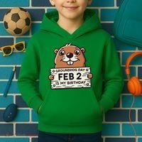 Punxsy PhilS Cute Groundhog Day February 2nd Birthday Kids Hoodie thumb 2
