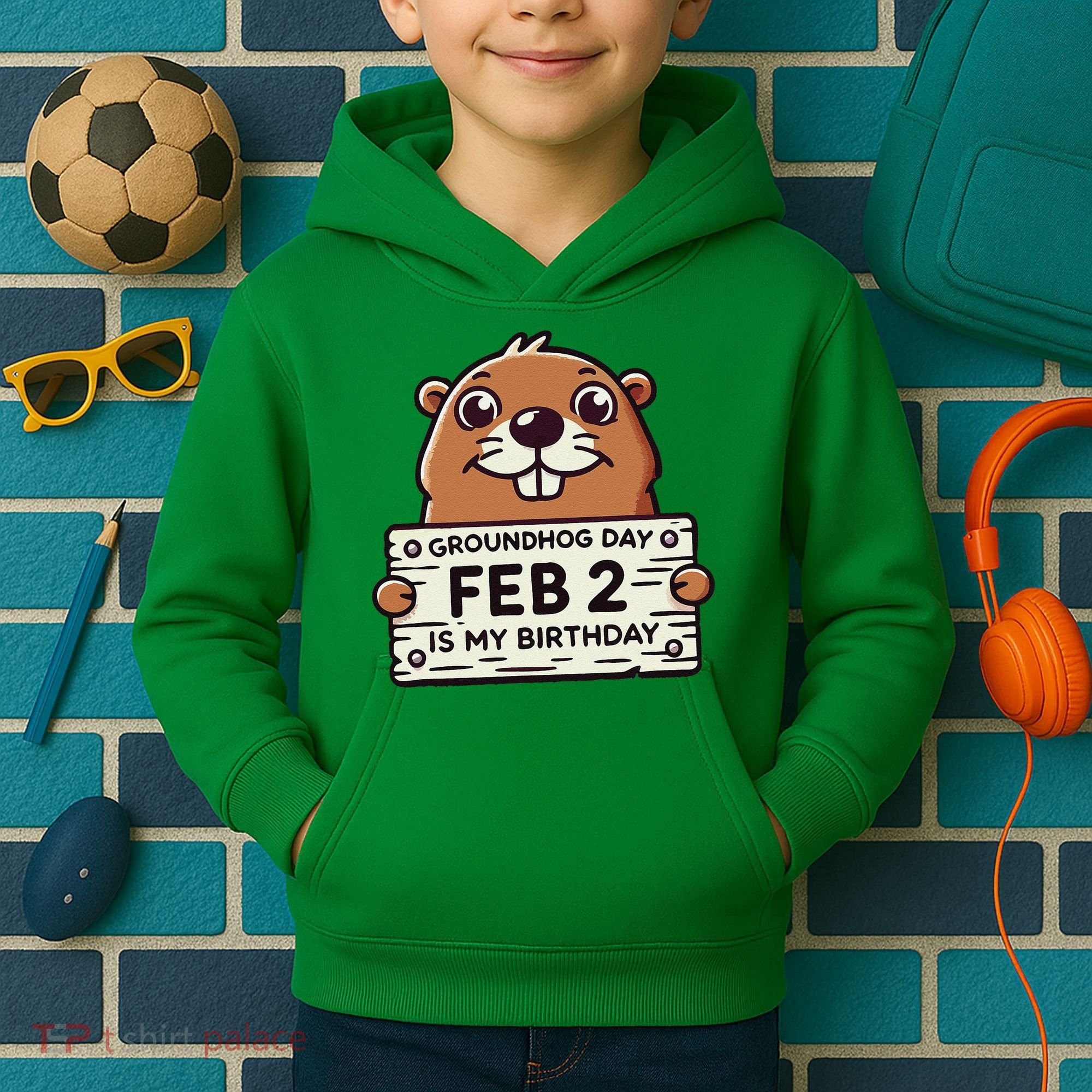 Punxsy PhilS Cute Groundhog Day February 2nd Birthday Kids Hoodie