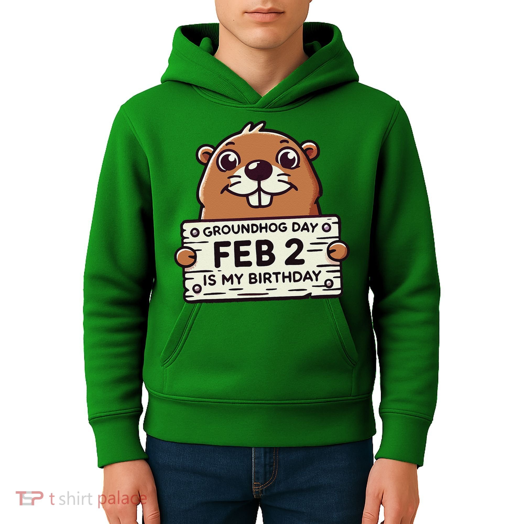 Punxsy PhilS Cute Groundhog Day February 2nd Birthday Kids Hoodie