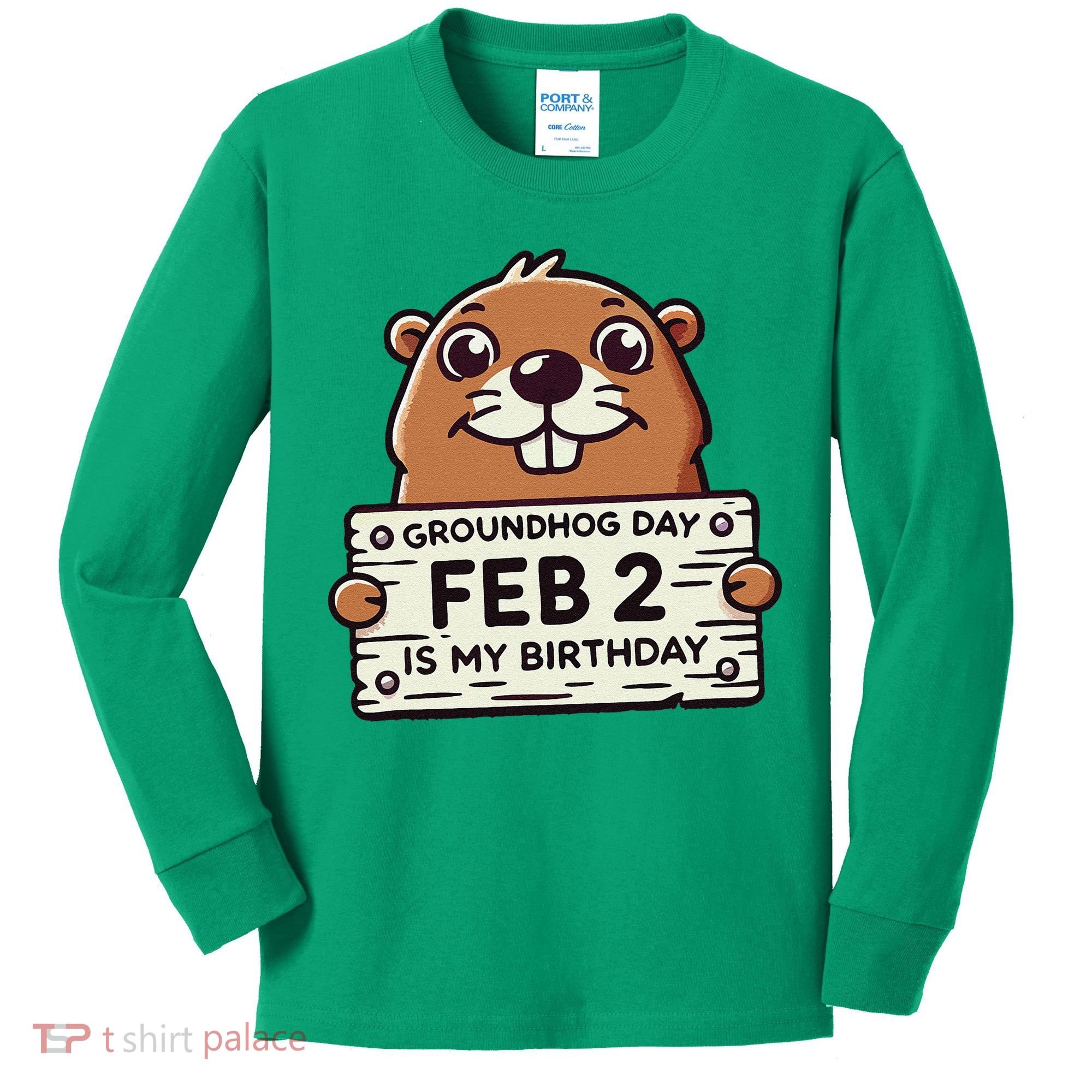Punxsy PhilS Cute Groundhog Day February 2nd Birthday Kids Long Sleeve Shirt