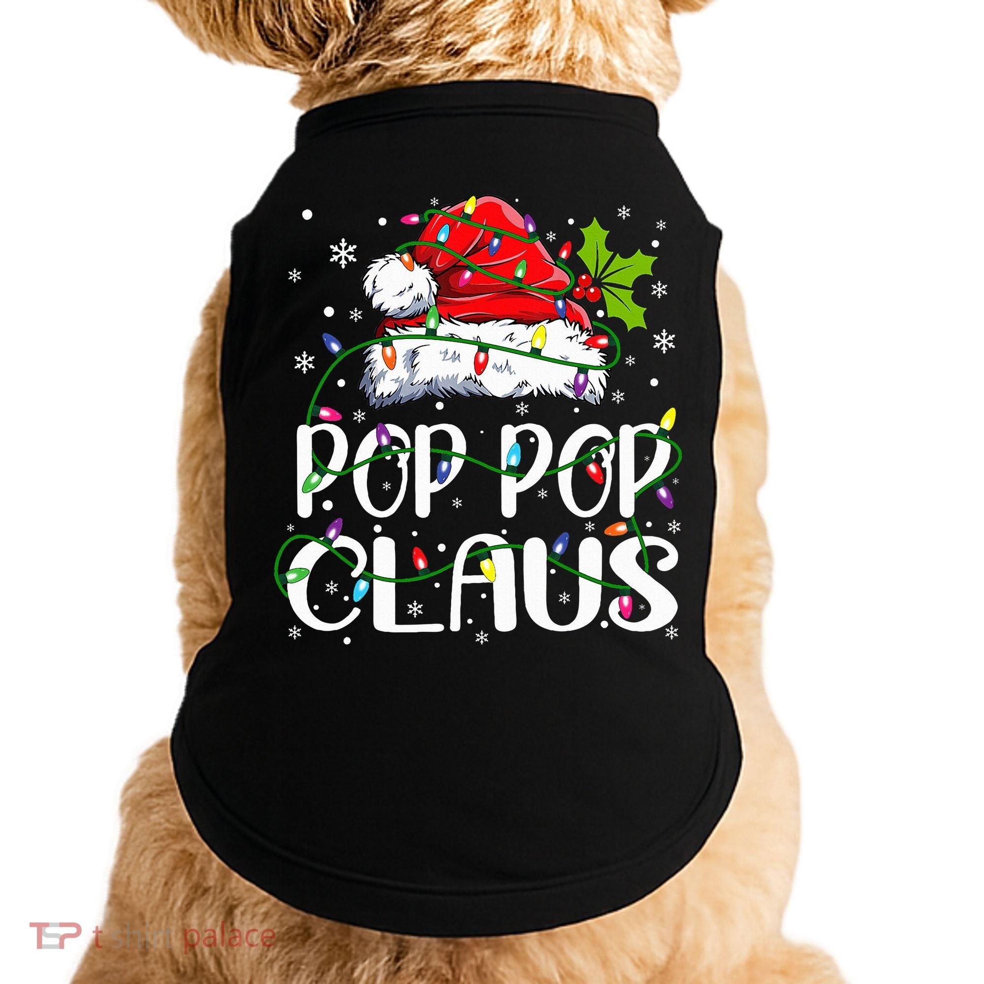 Pop Pop Claus Christmas Lights Pajama Family Matching Doggie Tank