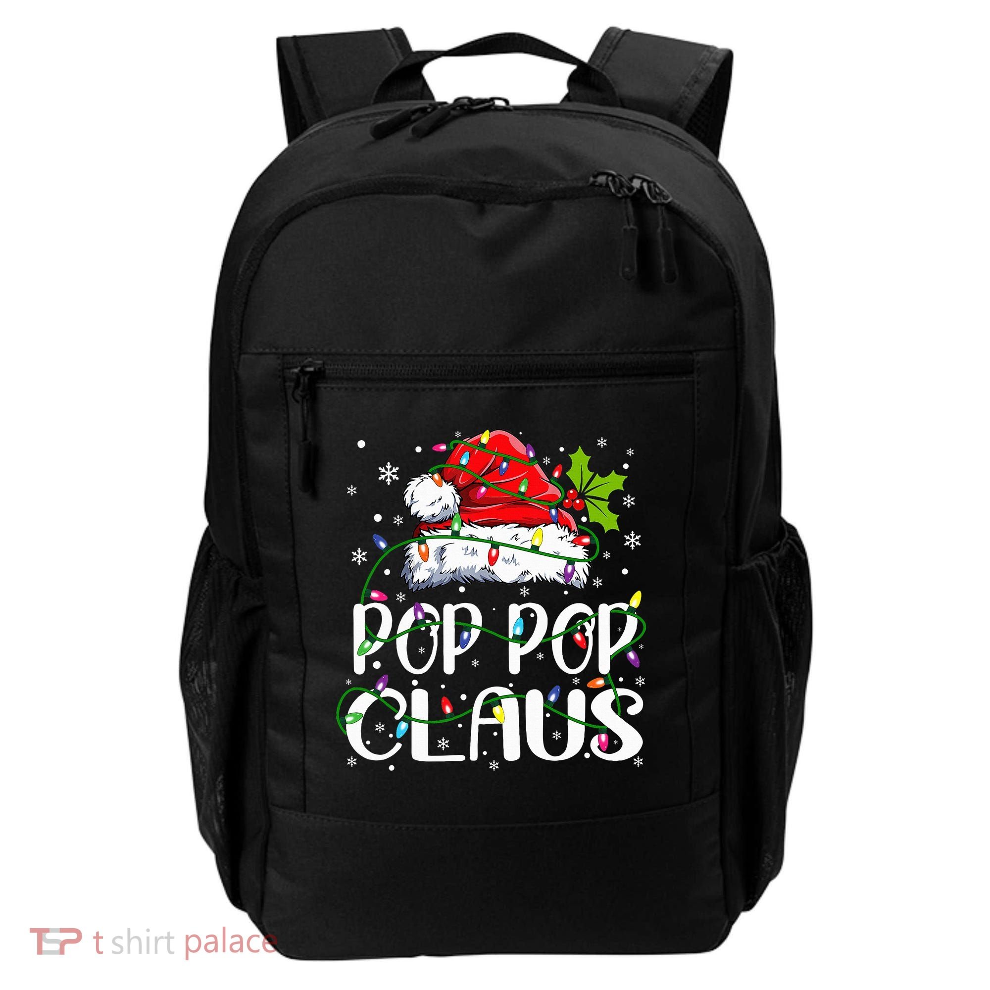 Pop Pop Claus Christmas Lights Pajama Family Matching Backpack