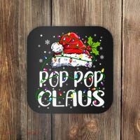Pop Pop Claus Christmas Lights Pajama Family Matching Coaster thumb 0