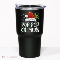 Pop Pop Claus Christmas Lights Pajama Family Matching Tumbler thumb 0