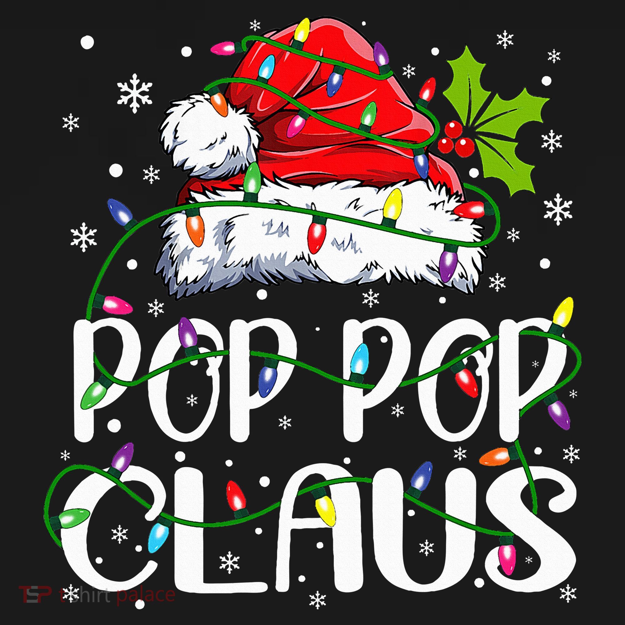 Pop Pop Claus Christmas Lights Pajama Family Matching Ornament