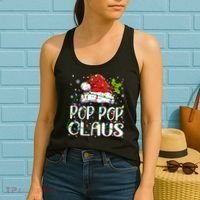 Pop Pop Claus Christmas Lights Pajama Family Matching Women's Tank Top thumb 2