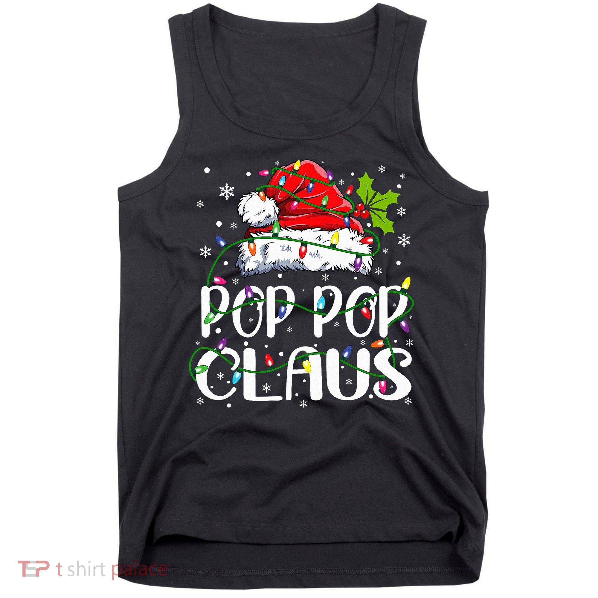 Pop Pop Claus Christmas Lights Pajama Family Matching Tank Top