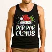 Pop Pop Claus Christmas Lights Pajama Family Matching Tank Top thumb 3