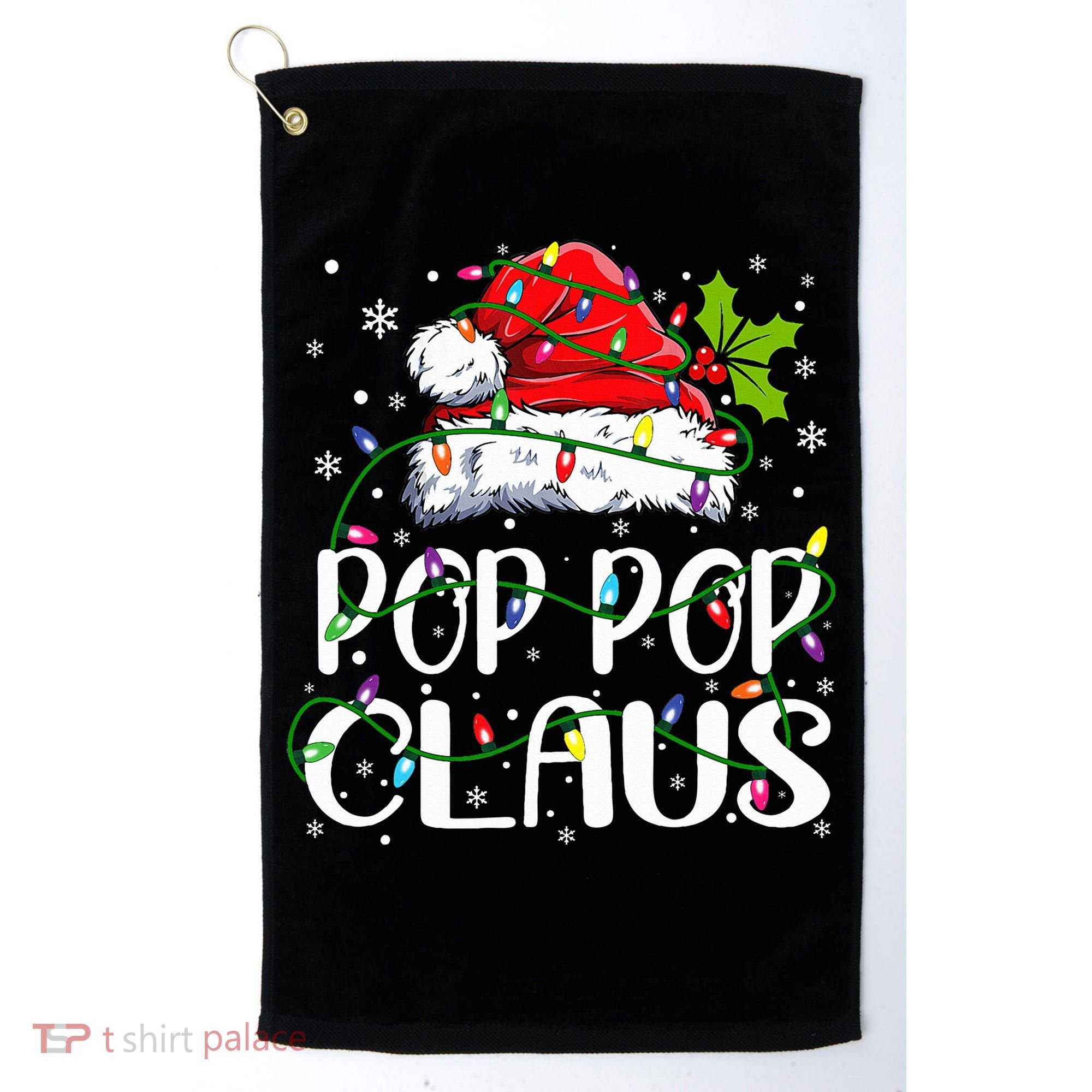 Pop Pop Claus Christmas Lights Pajama Family Matching Golf Towel